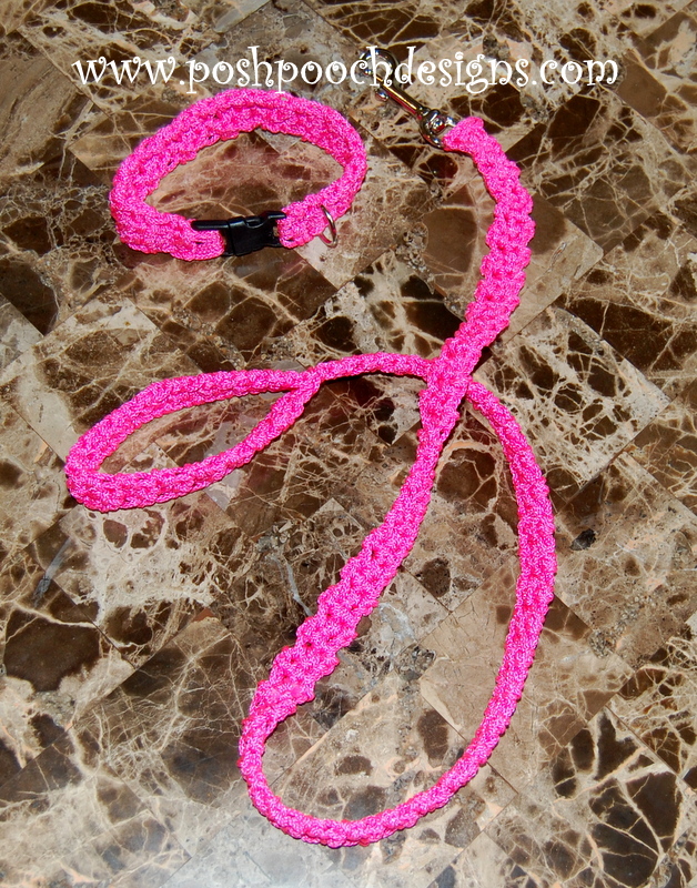 Posh Pooch Designs Dog Clothes Cord Dog Collar and Leash Free Crochet