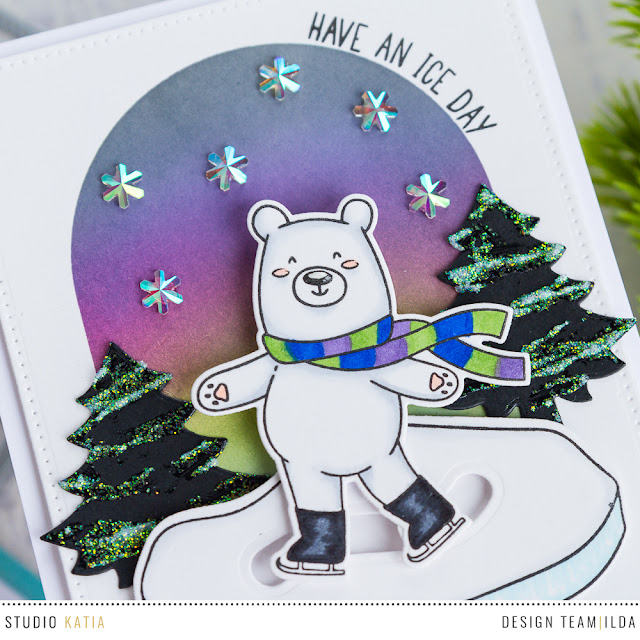 Kobi Bear Goes Skating | Slider Card | by ilovedoingallthingscrafty.com