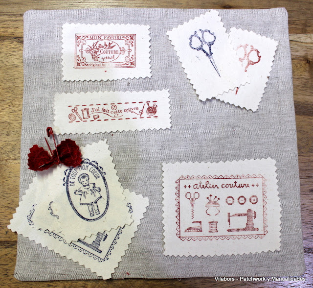 Kits de telas estampadas con sellos de motivos Vintage