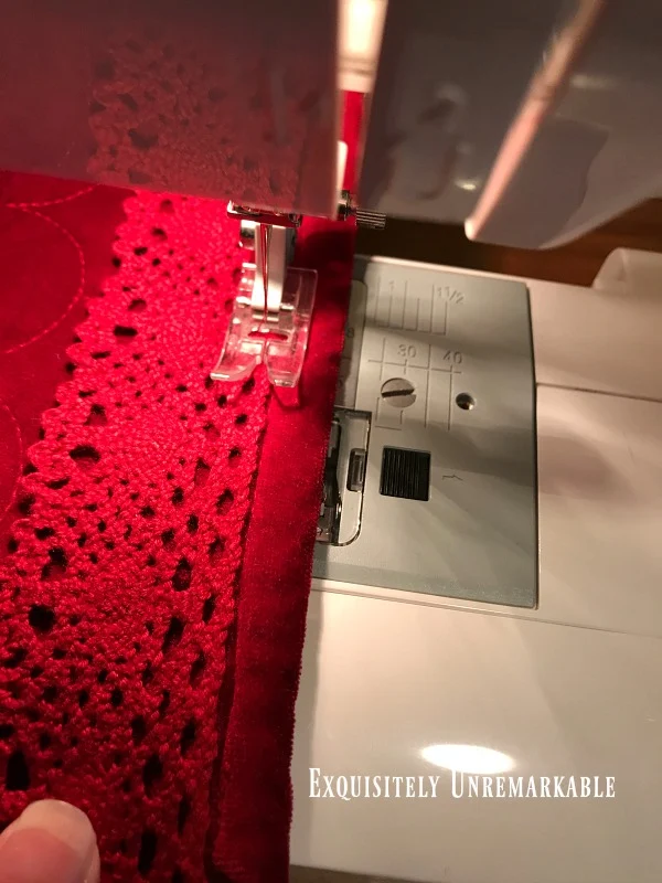 Sewing Trim On Upcycled Placemat Apron