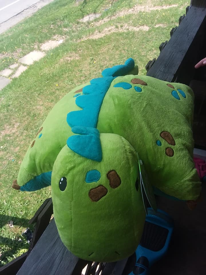 green dinosaur pillow pet