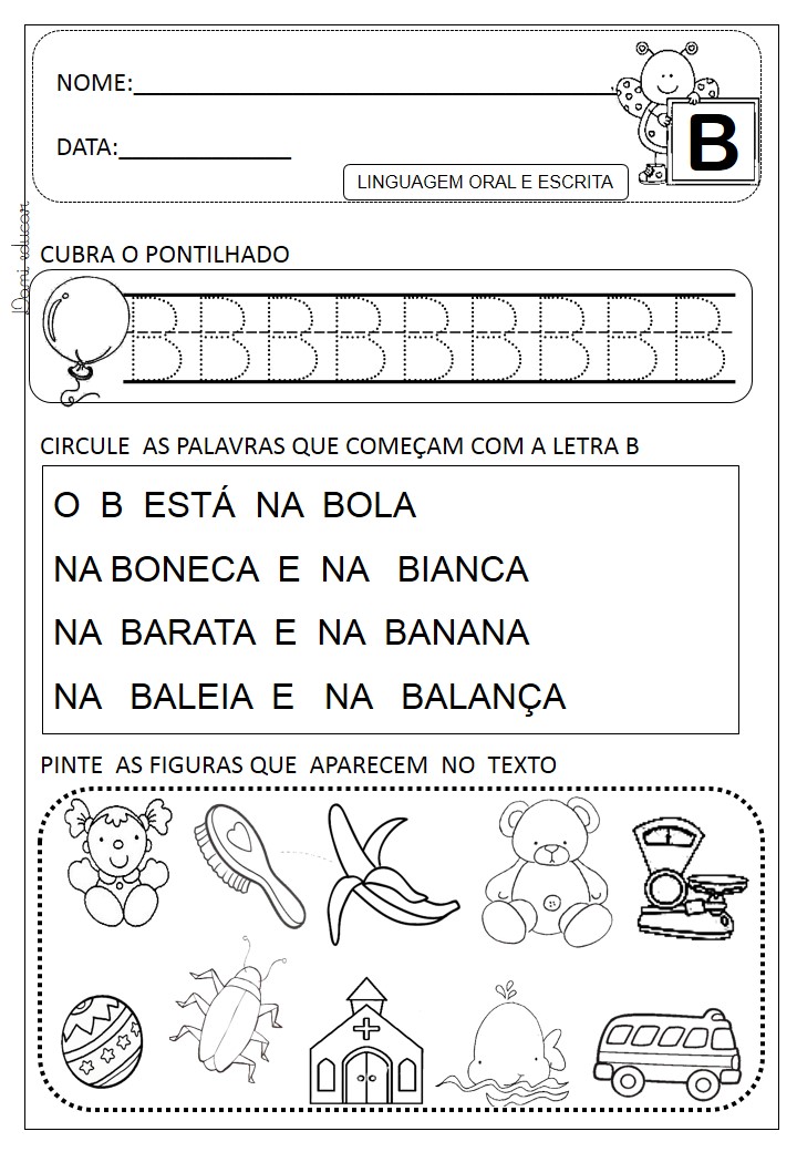 Atividades Com A Letra B Cursiva Para Educação Infantil