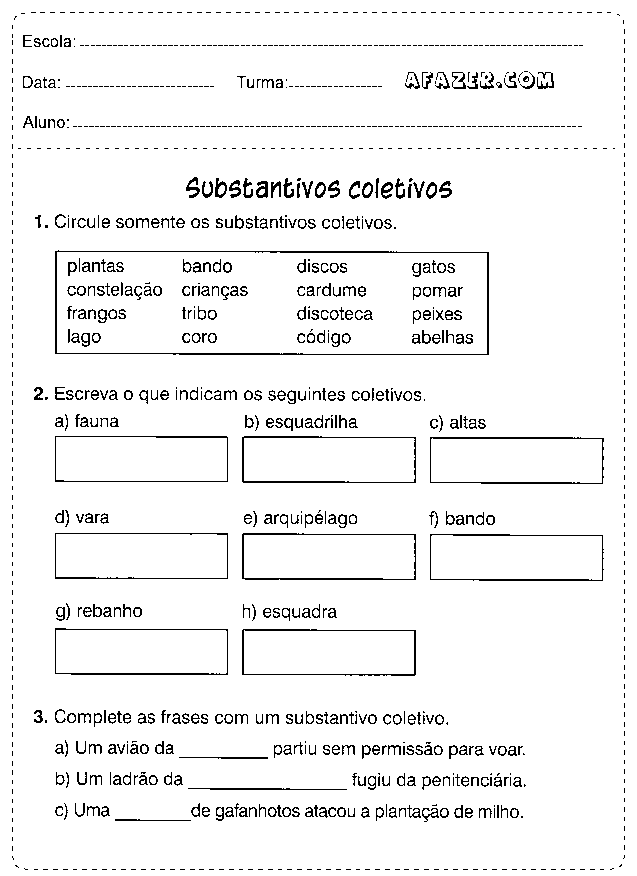 Notícias Ponto Com : Atividades de português 5° ano-- Complete as