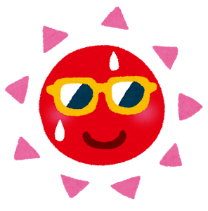 サングラスをかけた太陽のキャラクター（赤）