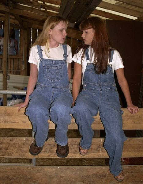 Girls Wearing Denim Overalls All Wearing Overalls Together