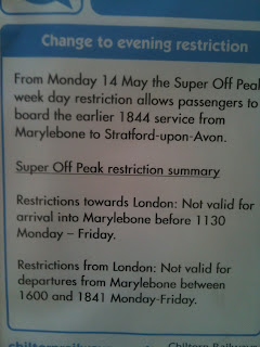 Chiltern Railways Super Off-Peak restriction changes 14 May 2012