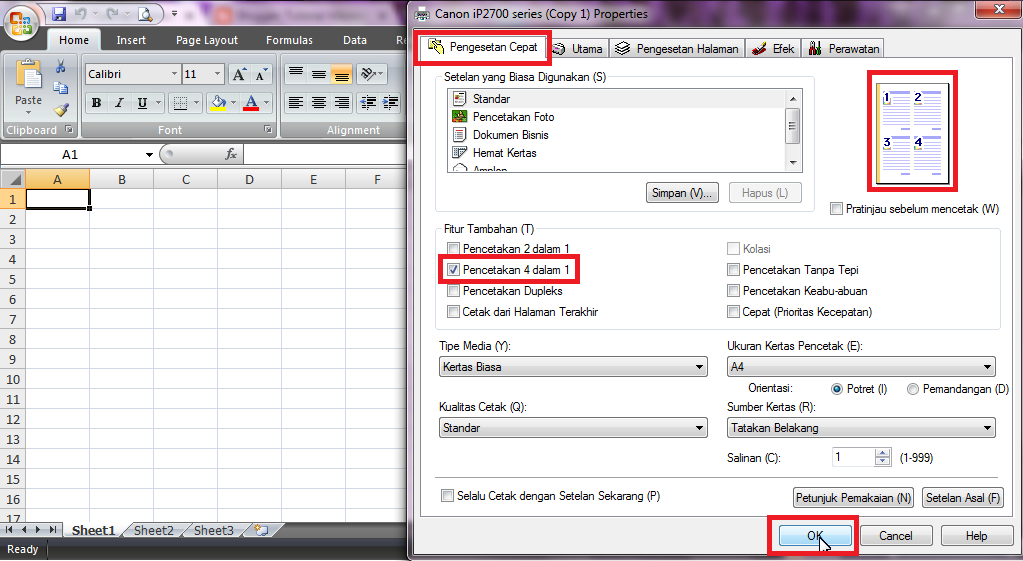 Cara Print 4 Halaman Dalam 1 Lembar di Excel 2007 - Tutorial Microsoft Office