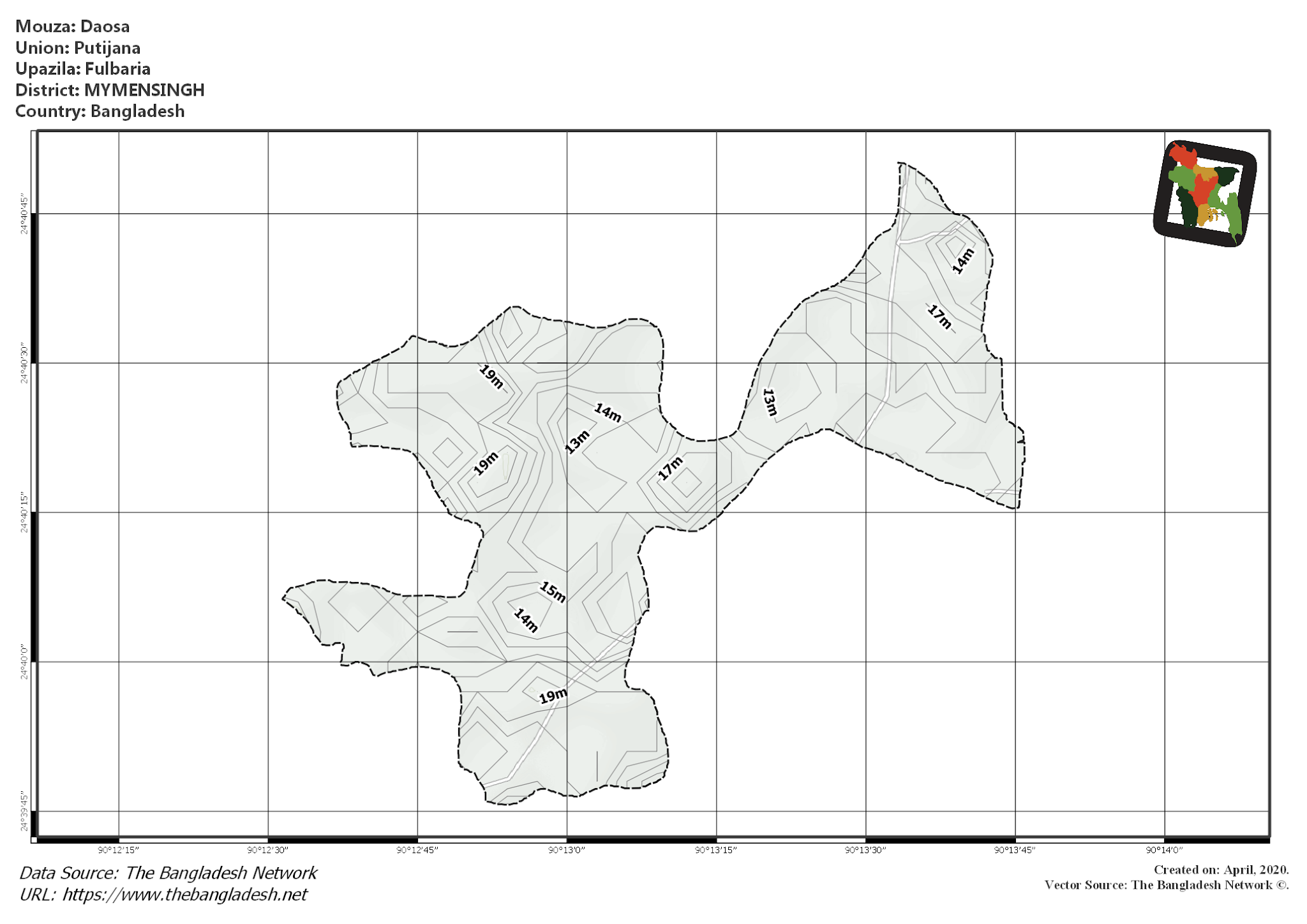 Map of Daosa Mouza of Fulbaria Upazila, MYMENSINGH Map of Daosa Mouza of Fulbaria Upazila, MYMENSINGH, Bangladesh.