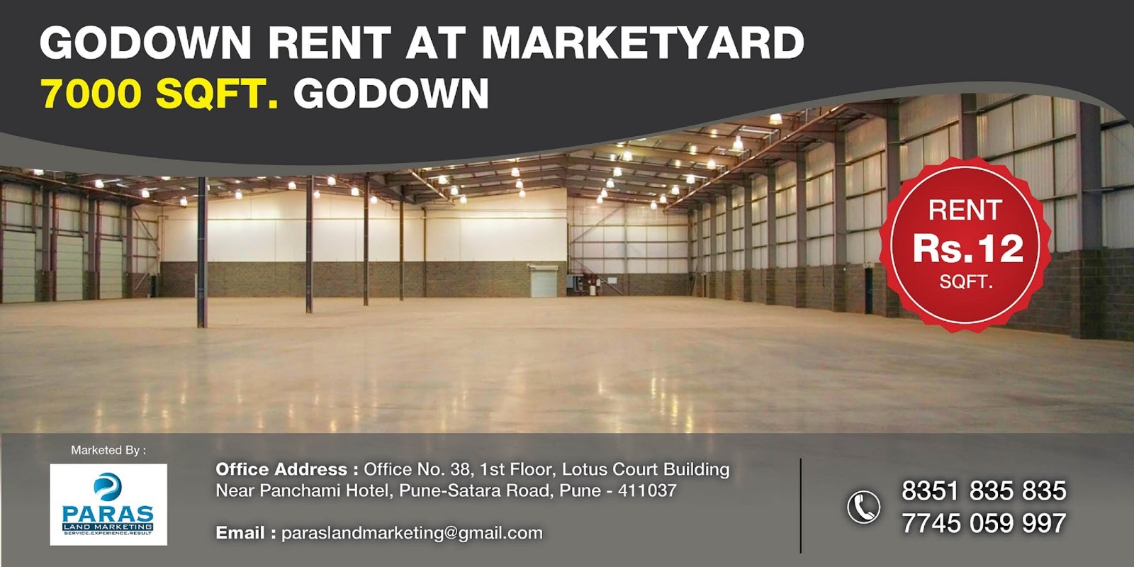 7000sqft Godown For Rent Near Market Yard