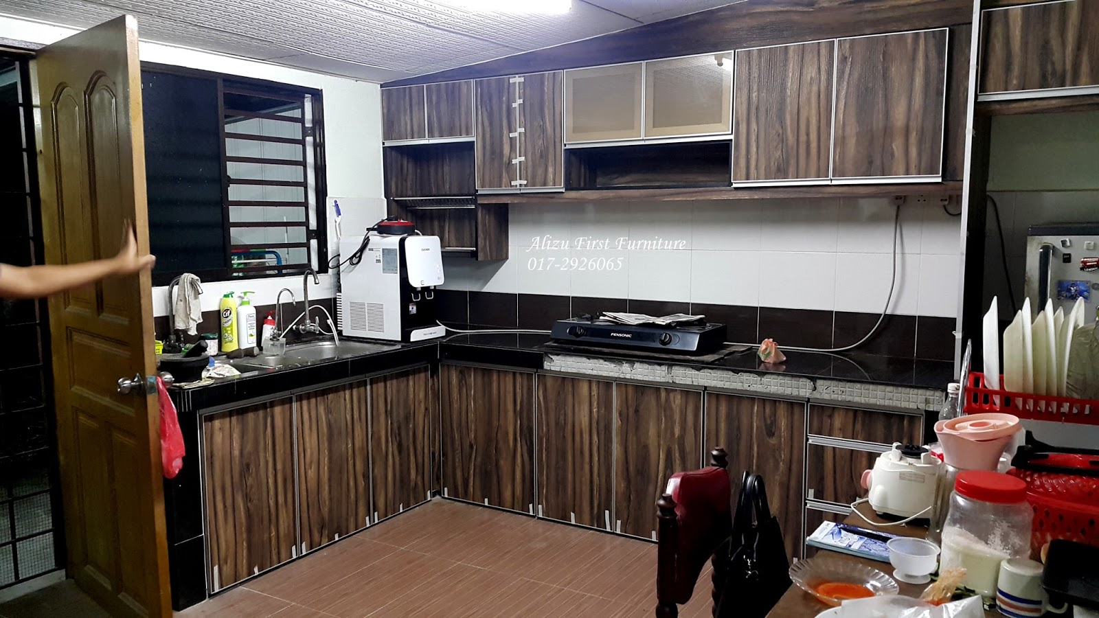 Kabinet Dapur Murah Melamine Kitchen Cabinet Dan Table Top Concrete