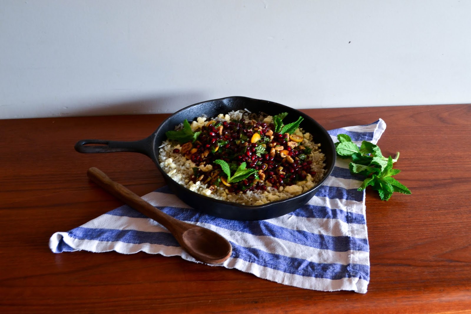 Ottolenghi S Baked Mint Rice With Pomegranate And Olive Salsa