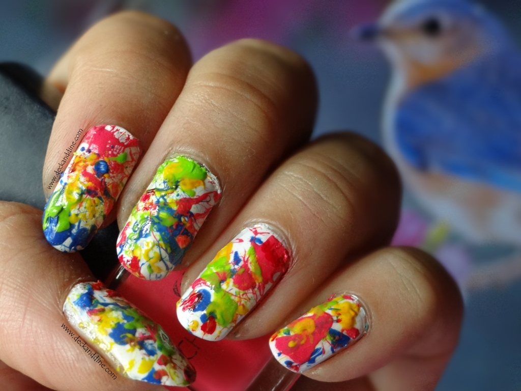 Splatter Nail art Tutorial Deck and Dine