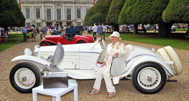 Princess Michael of Kent attended the Concours of Elegance show of rare historic cars yesterday at Hampton Court Palace. 