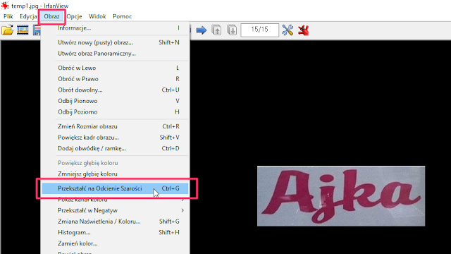 jak edytować obraz w irfanview - odcienie szarości