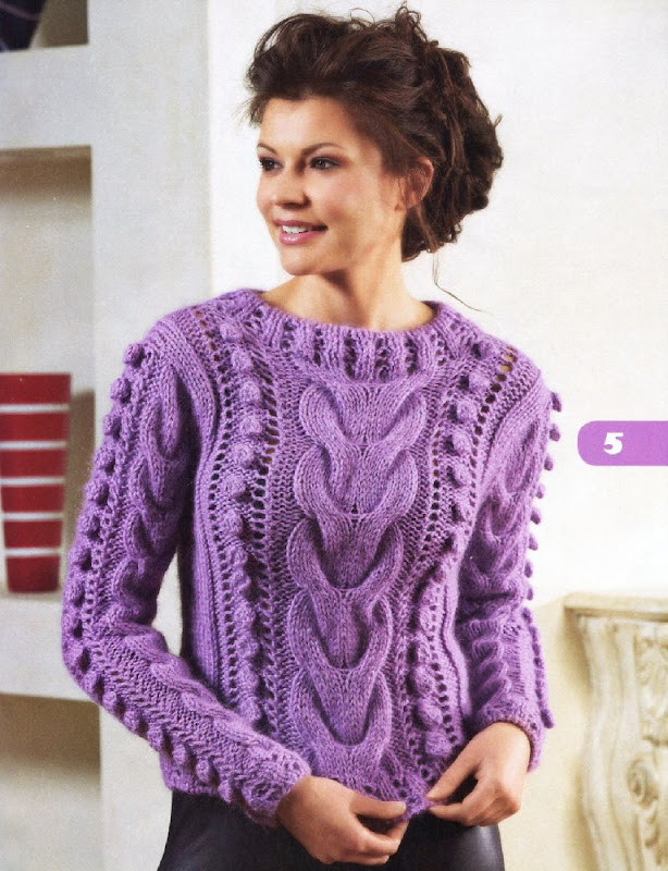 вязание женских свитеров спицами со схемами