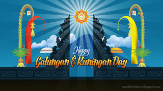 Lempuyang Temple The Gate Scenery Hindu Holiday Greeting Card Happy Galungan And Kuningan Day In Bali, Indonesia