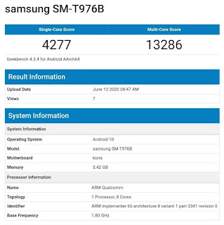 تسريب مواصفات SAMSUNG GALAXY TAB S7+ بمعالج SD865 وشاشه 120 هرتز 