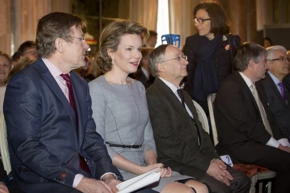 Queen Mathilde of Belgium attend the conference on financial literacy at the Egmont Palace
