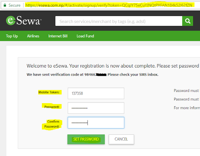How to Create eSewa Account-- Set password