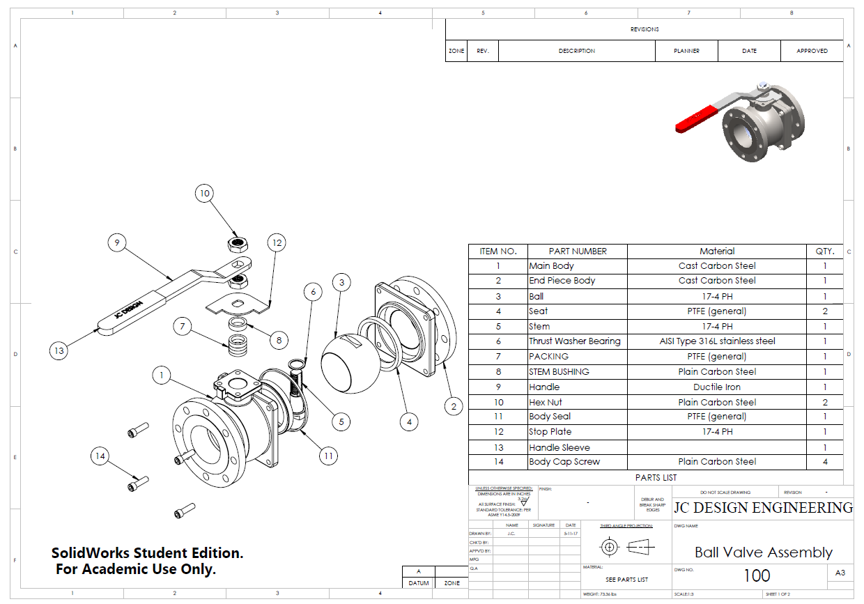 JC Design Engineering Floating Ball Valve