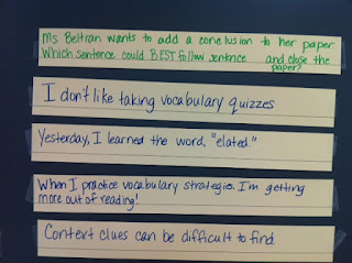 These hands-on approach for revising and editing is better than an anchor chart or a worksheet! Teach students about grammar, word choice, spelling, sentence structure, punctuation, capitalization, and so much more in one paragraph a week through manipulating sentence strips to making changes in expository or narrative paragraphs. Great for a station for students to practice these skills, too! #teachingwriting #revisingediting