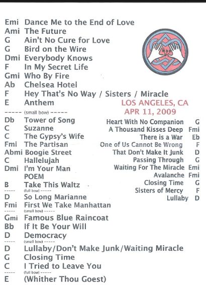 Arlene's Leonard Cohen Scrapbook: July 2010