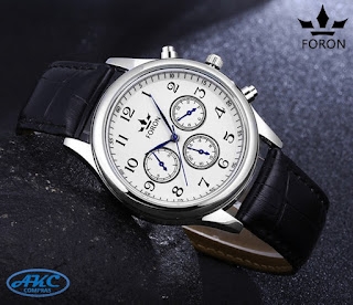 Relojes FORON Clasico elegante Blanco con Correa Negra