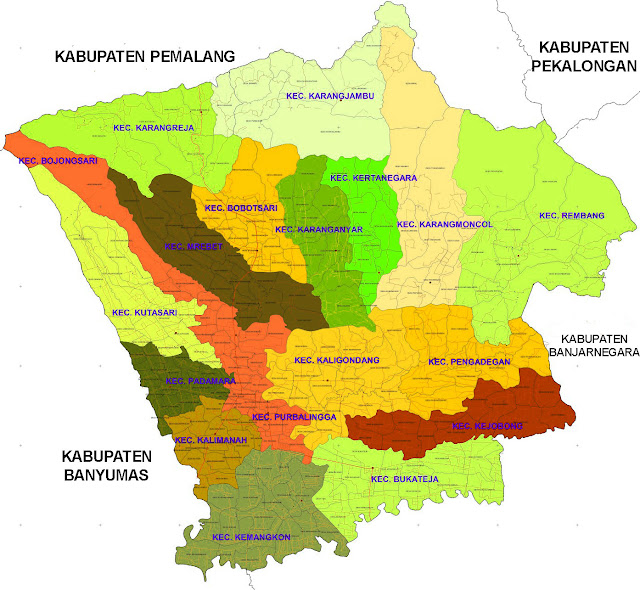 Gambar Peta Kecamatan Kabupaten Purbalingga