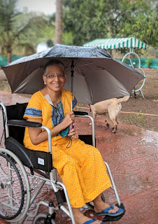 Mummy getting drenched in the rain