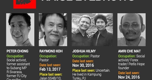 Image result for Pastor Raymond Koh and the three other people, Pastor Joshua Hilmy and his wife, Ruth, as well as Amri Che Mat?
