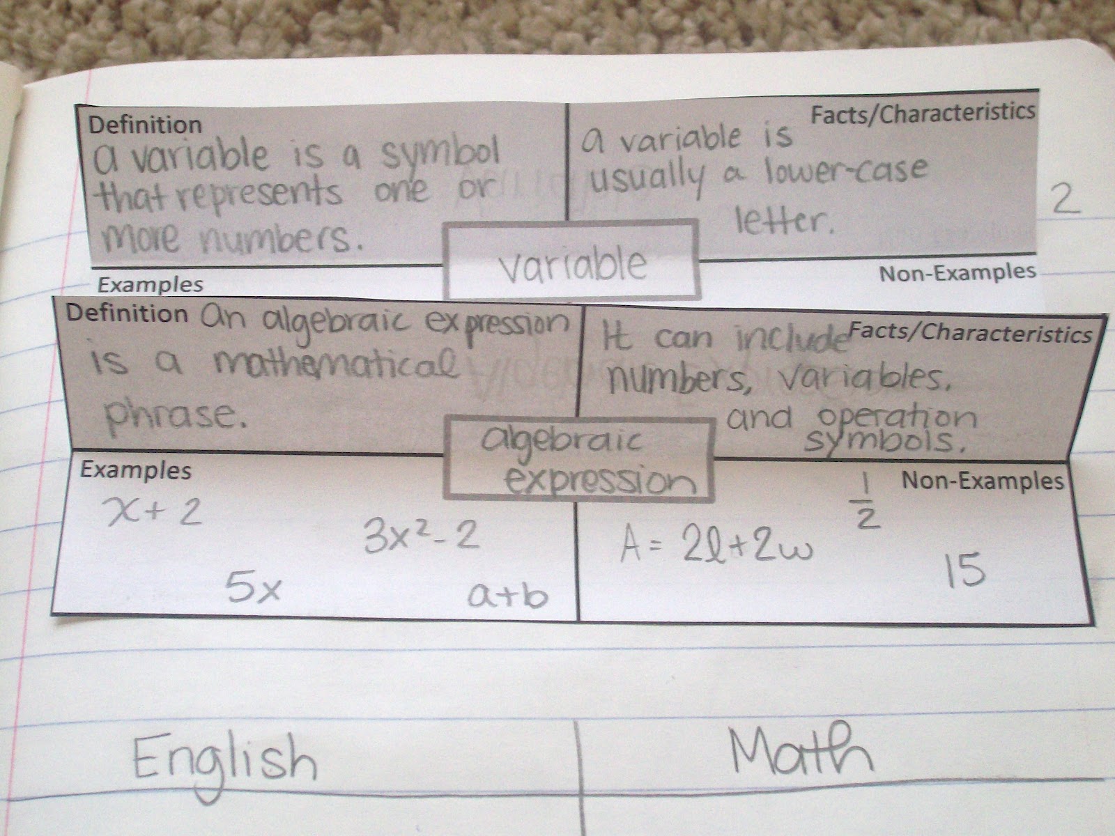 math love a peek at my algebra 1 interactive notebook frayer squares