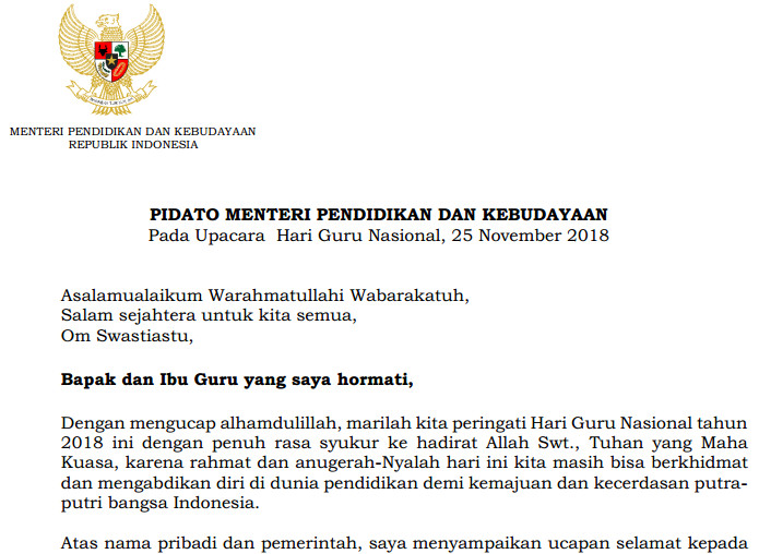 Download Pidato Sambutan Upacara Hari Guru 2018 Dan Hut Pgri Ke 73 Tips And Trik 2