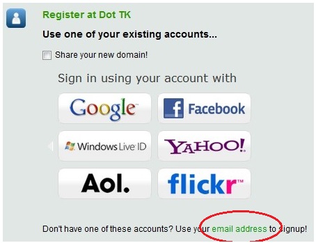 Domínio grátis .tk