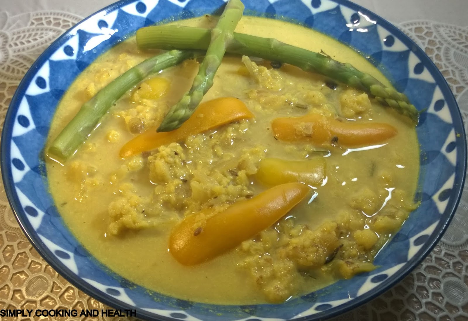 Simply Cooking and Health Cauliflower stew with mung bean and coconut milk