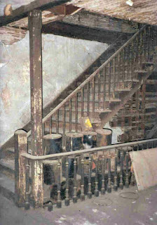 An inside image of the wooden stairs of St. James Hotel, Selma, Alabama