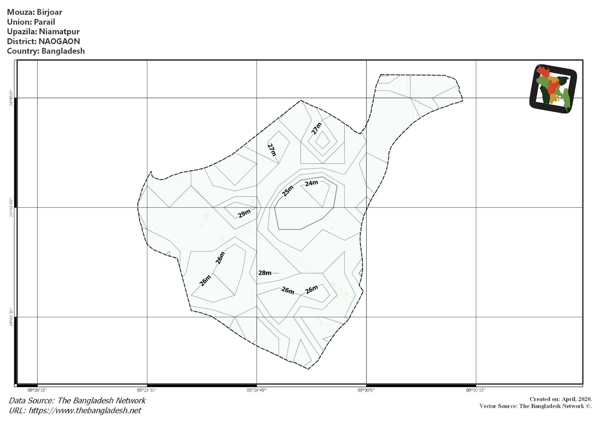 Map of Birjoar Mouza of Niamatpur Upazila, NAOGAON Map of Birjoar Mouza of Niamatpur Upazila, NAOGAON, Bangladesh.