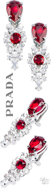 Brilliant Luxury * Prada Crystal Earrings in ruby red