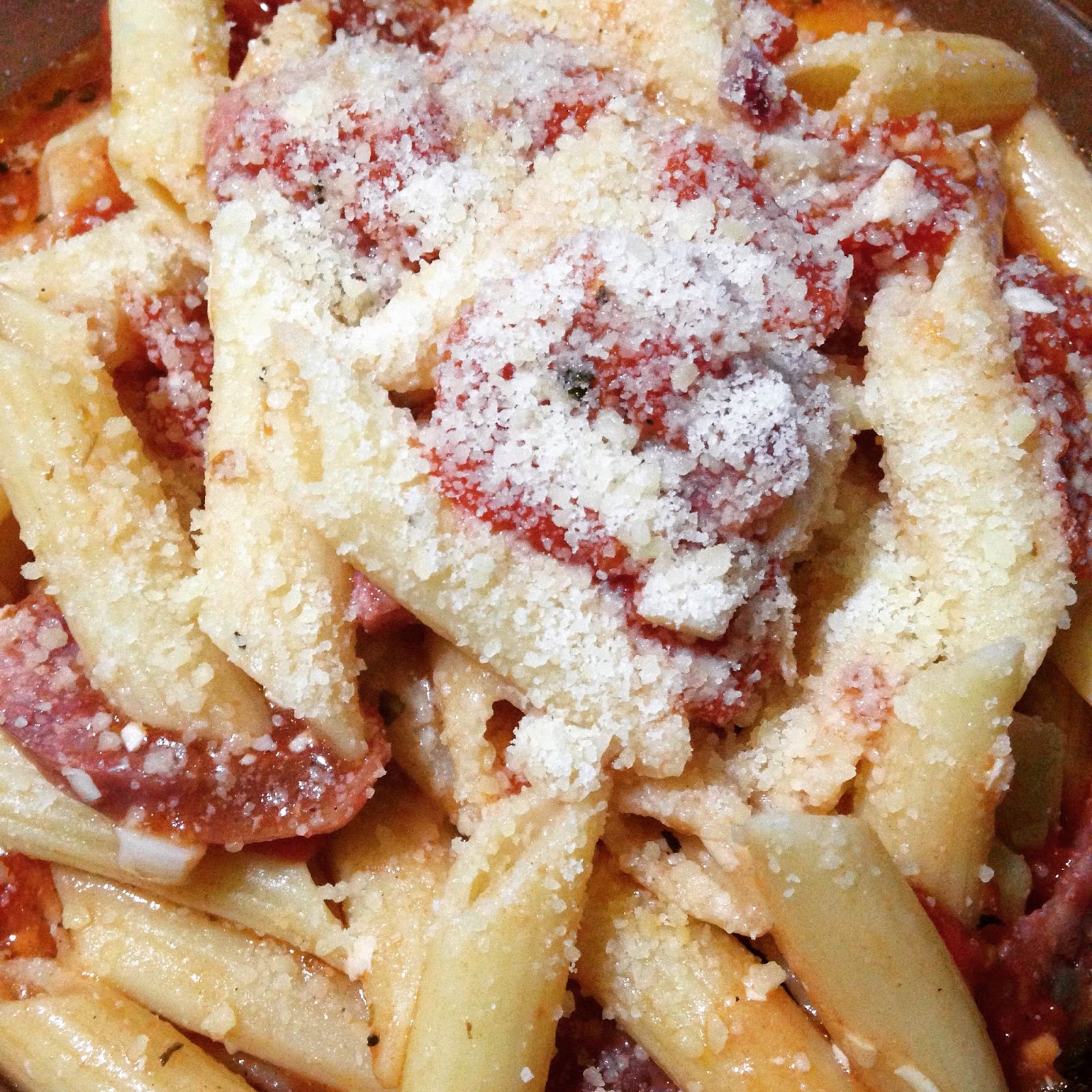 . Connie's Notebook . Penne Pasta with Spanish chorizo and diced