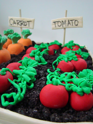 Sweet Cakes by Rebecca - garden cake with fondant tomatoes