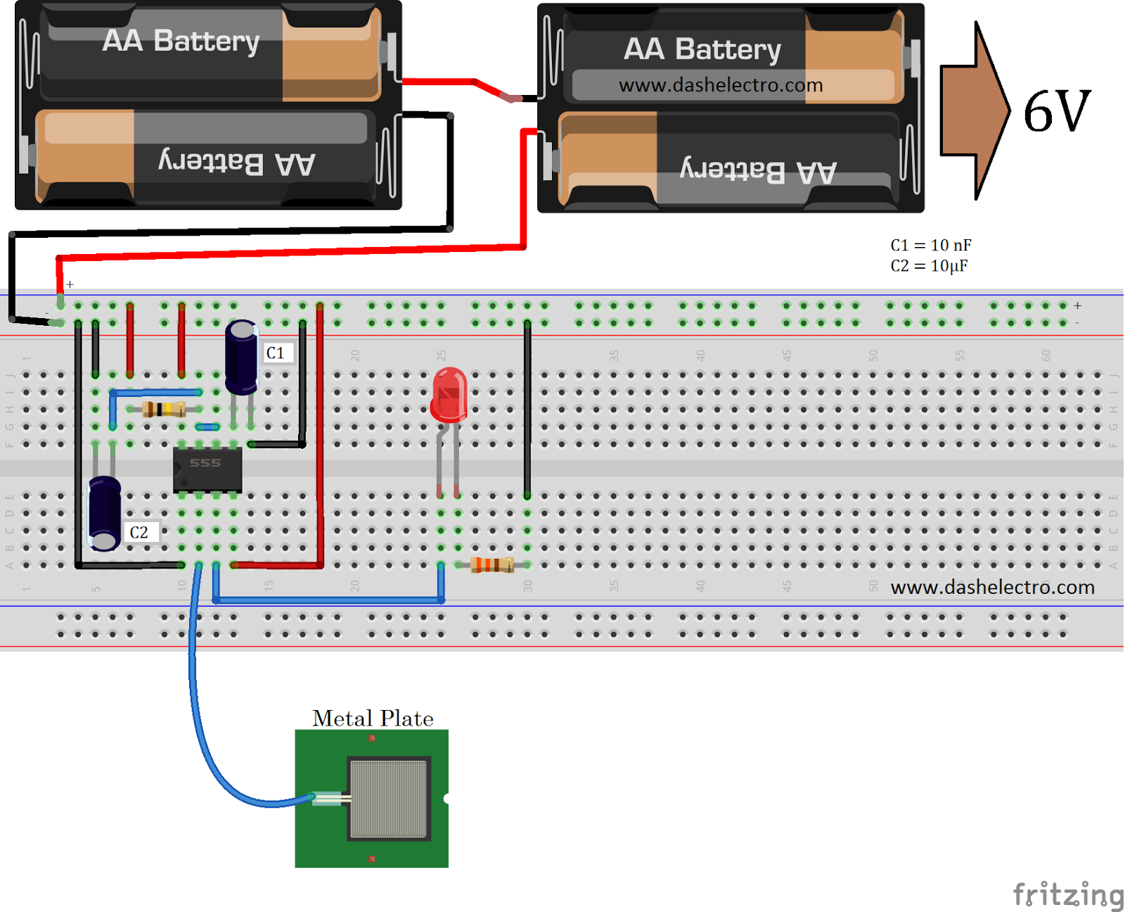 Touch switch using 555 timer IC [555 IC] Dash Electro