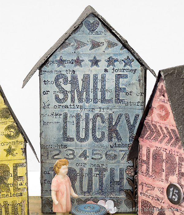 Layers of ink - Word Village Tutorial by Anna-Karin using Sizzix Tim Holtz Tiny Houses die.