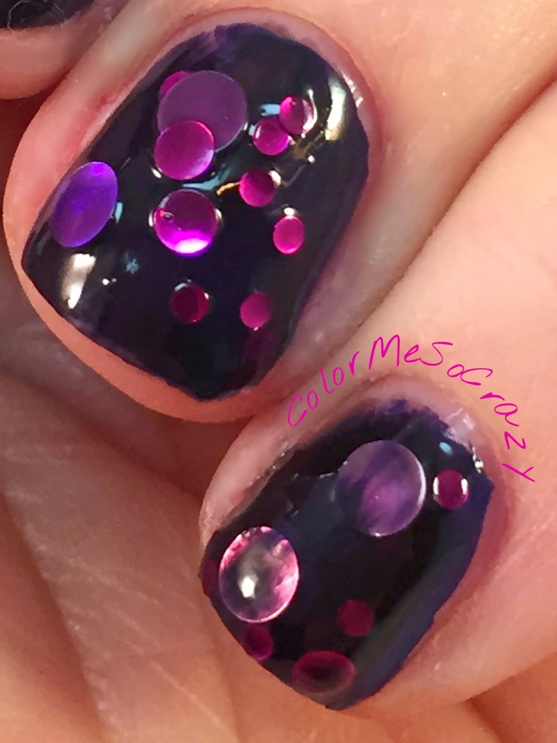 different dimension-orion nebula- indie polish- jelly polish with circles