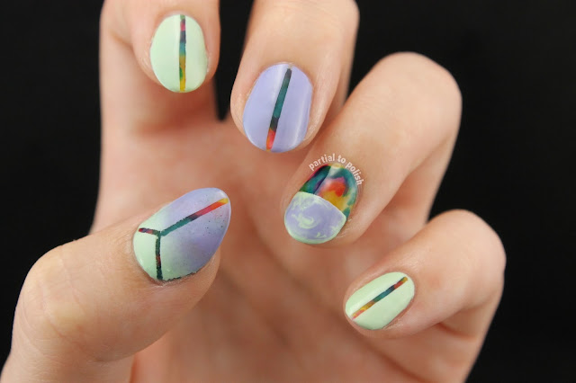 Squishy Rainbow Marble Using the OPI Color Paints (Magenta Muse, Primarily Yellow and Turquoise Aesthetic) & A Mint and Lilac Look On Top