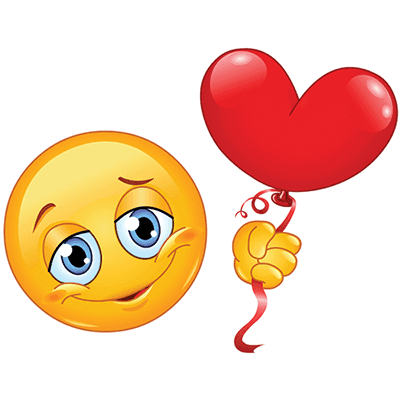 Emoji with heart balloon