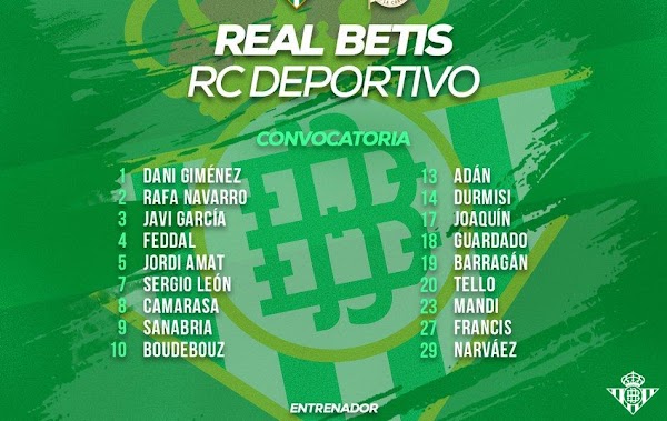 Betis, lista con la novedad de Boudebouz contra el Deportivo