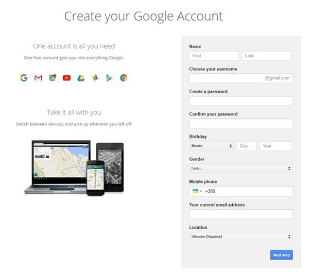 Creating Google Account