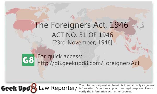 Foreigners Act, 1946 [Bare Act PDF Download]