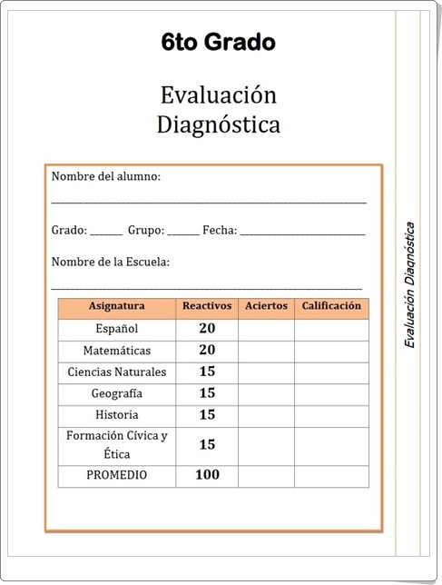 "Evaluación inicial diagnóstica de 6º Nivel de Educación Primaria" (Prueba Multidisciplinar)