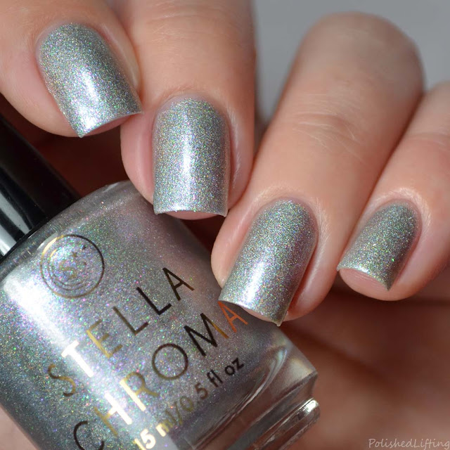 silver holo nail polish with colorful shimmer