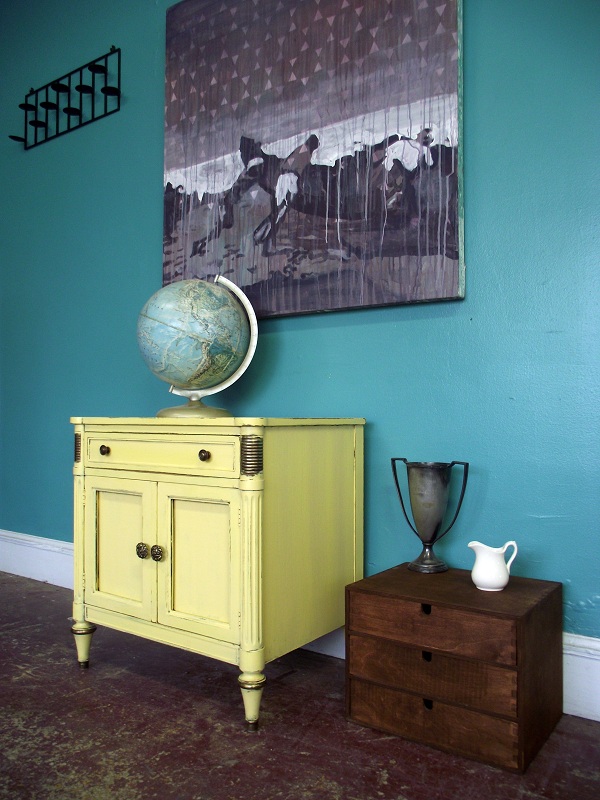 Vintage Ground: Vintage Canary Yellow Nightstand / Side Table